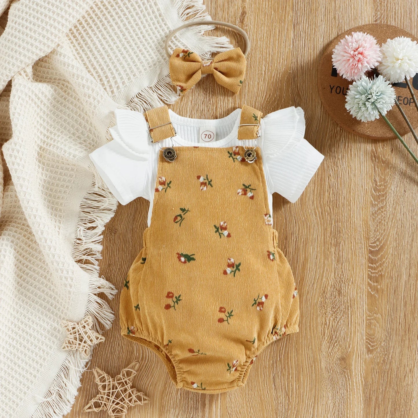 Floral Dungaree Set with Tee