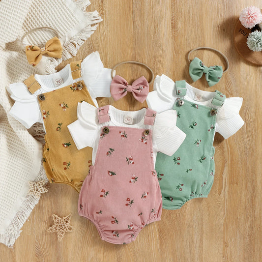 Floral Dungaree Set with Tee