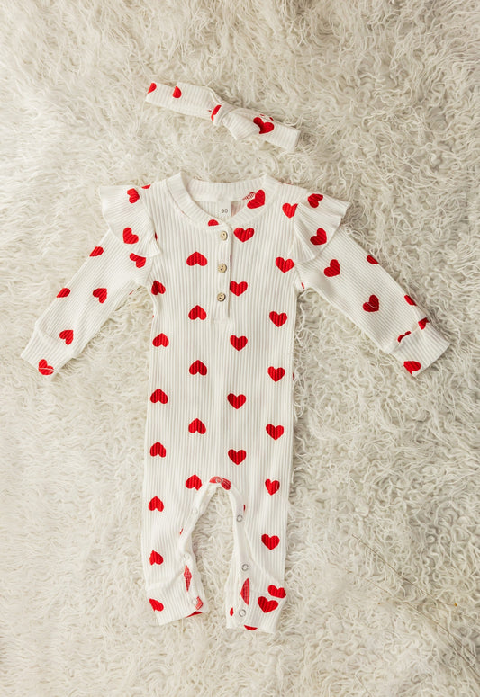 Baby romper with hearts