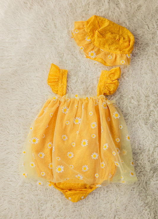 Daisy Tulle Romper with Hat