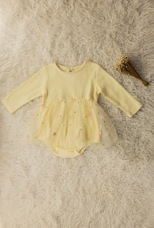 Baby Romper with Flower Tulle