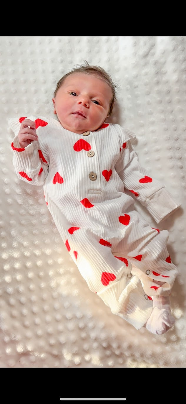 Baby romper with hearts