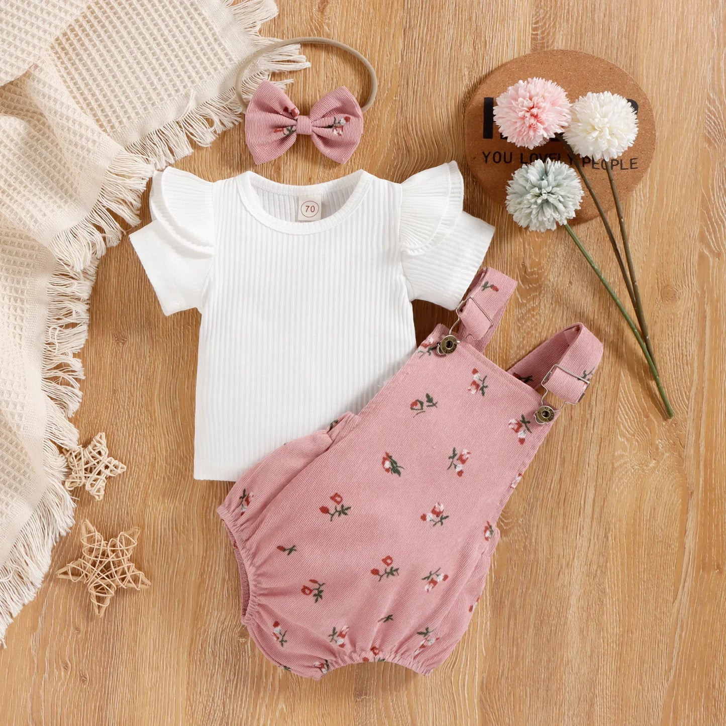 Floral Dungaree Set with Tee