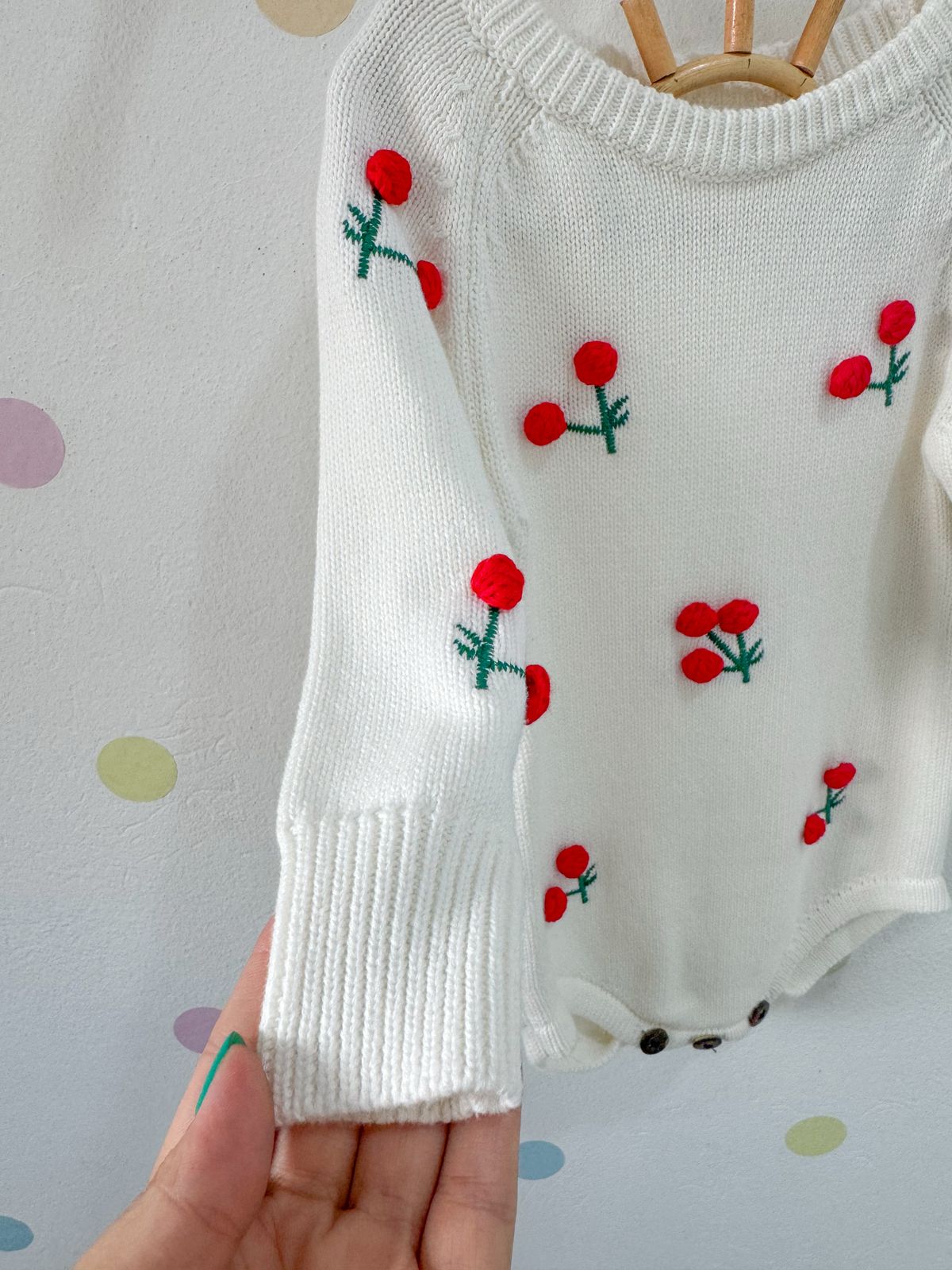 Cherry Knit Romper – Soft & Sweet