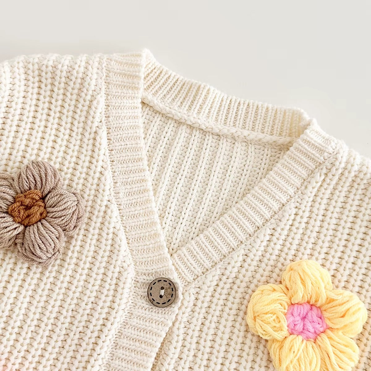 Cute Handmade Knitted Cardigan for Baby Girls with Buttons