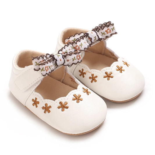 Baby Shoes with Embroidered Bow
