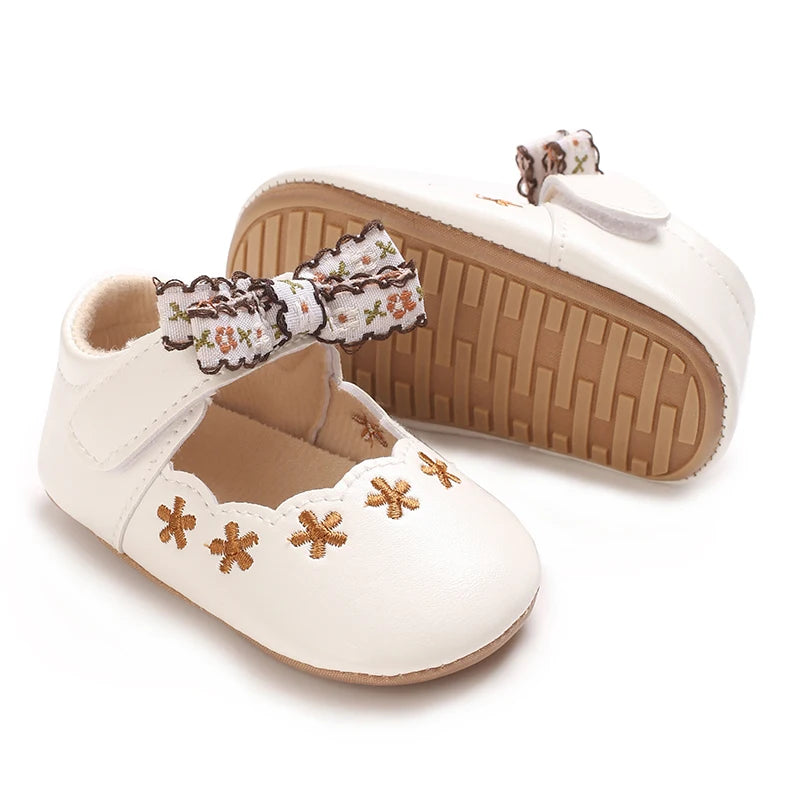 Baby Shoes with Embroidered Bow