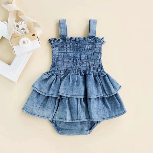 Denim Ruffle Romper – Soft & Sweet Baby Outfit