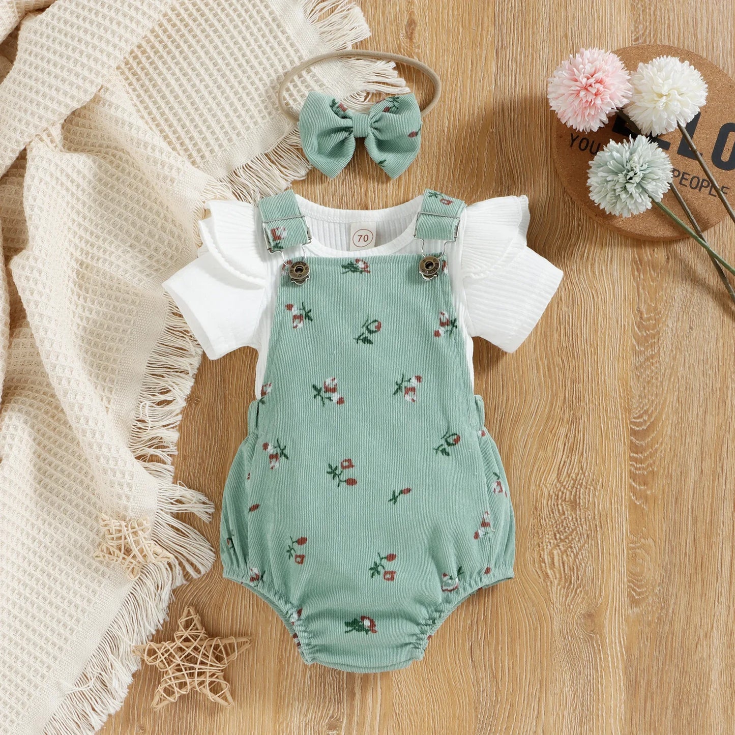 Floral Dungaree Set with Tee